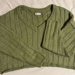 La Hearts Green Ribbed Sweater